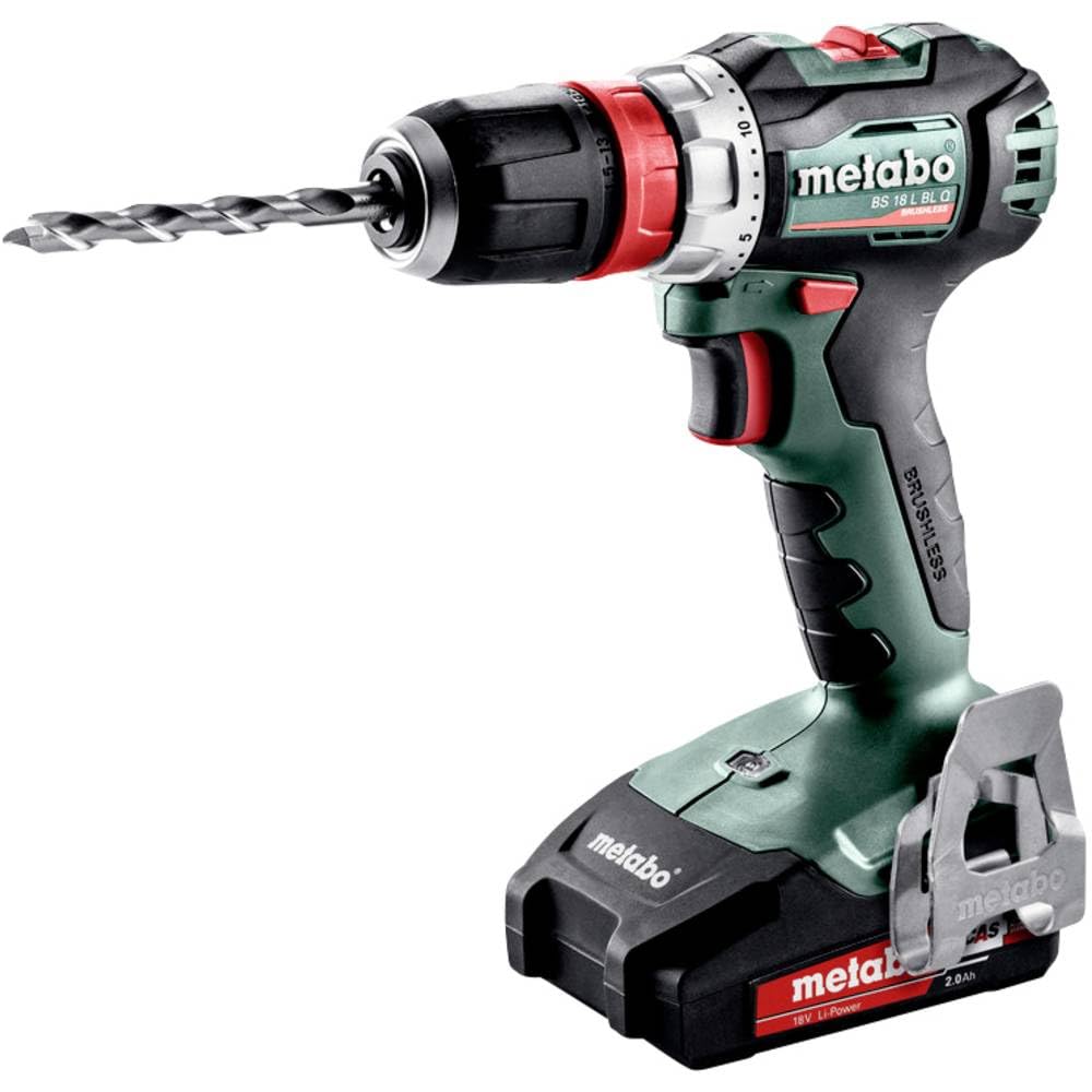 metabo 602327500 602327500-Taladro atornillador Motor sin escobillas a batería 18V / 2X 2.0Ah Li-Ion BS 18 L BL Q with Maletín, Colore, Size