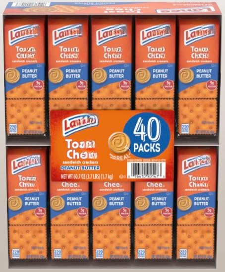 Ꮭaภςє Toast Chee Peanut Butter Sandwich Crackers, 1.52 oz Packs, 40 Count Bulk Box