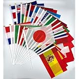 Flatland 国旗 32ヶ国 手旗 万国旗 日の丸 旗 スポーツ 観戦 応援 14×21cm 32本セット (32か国)