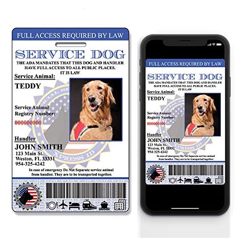 XpressID Holographic Custom Service Dog ID Card with Photo - Registeration to Service Animal Registry Plus Digital ID for Mobile Devices - QR Code & ADA Ready Cover