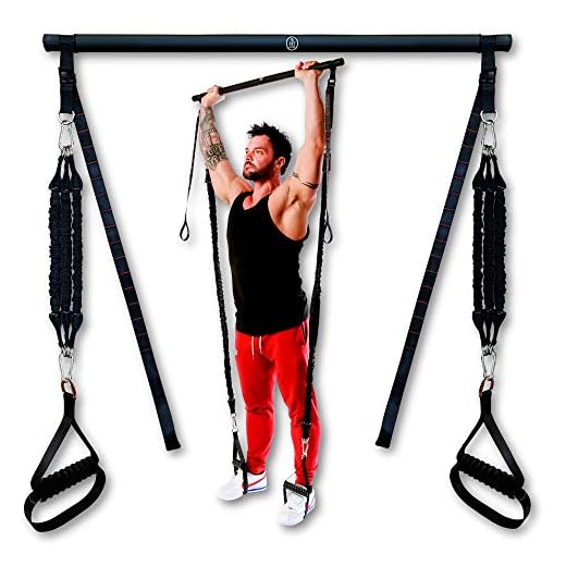 Fit Kynd Pilates Bar with Resistance Bands - Premium,Portable Home Workout Equipment for Men/Women,At Home Workout Resistance Bands,Adjustable Length Resistance Band Straps,Full Body Workout,120 lbs.