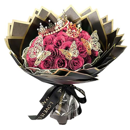 Amazon｜Xixining グリッターローズブーケ レッド人工ローズフラワー