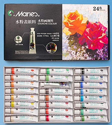 MEGREZ Marie's Extra Fine Gouache Set of 24 Assorted Colors Opaque Watercolor Paint