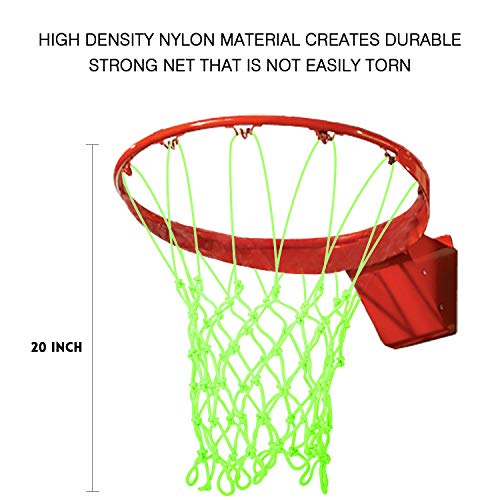 Ruolan Outdoor Basketball Net Glow in The Dark Nylon Glowing Basketball Net Anti Whip Heavy Duty 12 Loops Standard Size Night Basketball Sports Gift for Kids Boys Outdoor Sports Pool School - Thumbnail 5