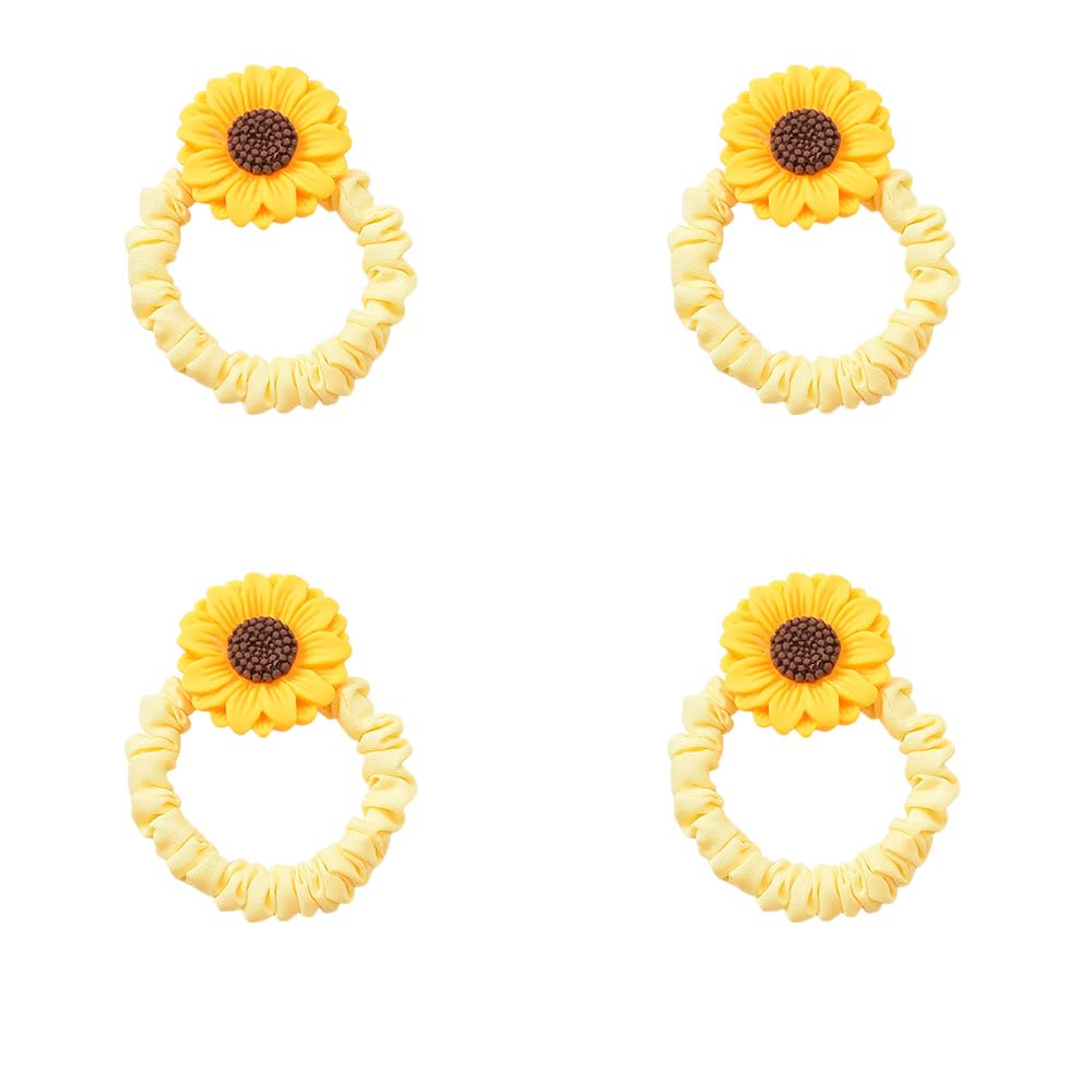Sunflower Hair Ties for Girls Flower Hair Scrunchie for Women Elastic Hair Rope Band for Bun Ponytail Sunflower Hair Assessories for Women Floral Hair