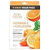 4pk Vitamin C + Collagen Hydrating Face Masks – Premium Face Mask Skin Care That Leaves Skin Replenished & Radiant – Moisturizing, Nutrient-Rich Sheet Masks for Face Promoting Elasticity & Firmness