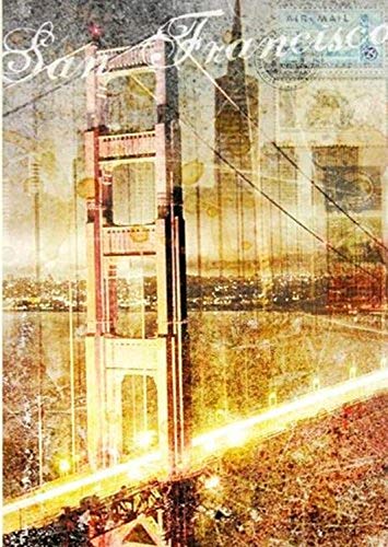 buyartforless San Francisco Golden Gate Bridge Skyline Collage by Roozbeh Bahramali 20x14 Art Print Poster Travel Cities Icons Vacation Romantic