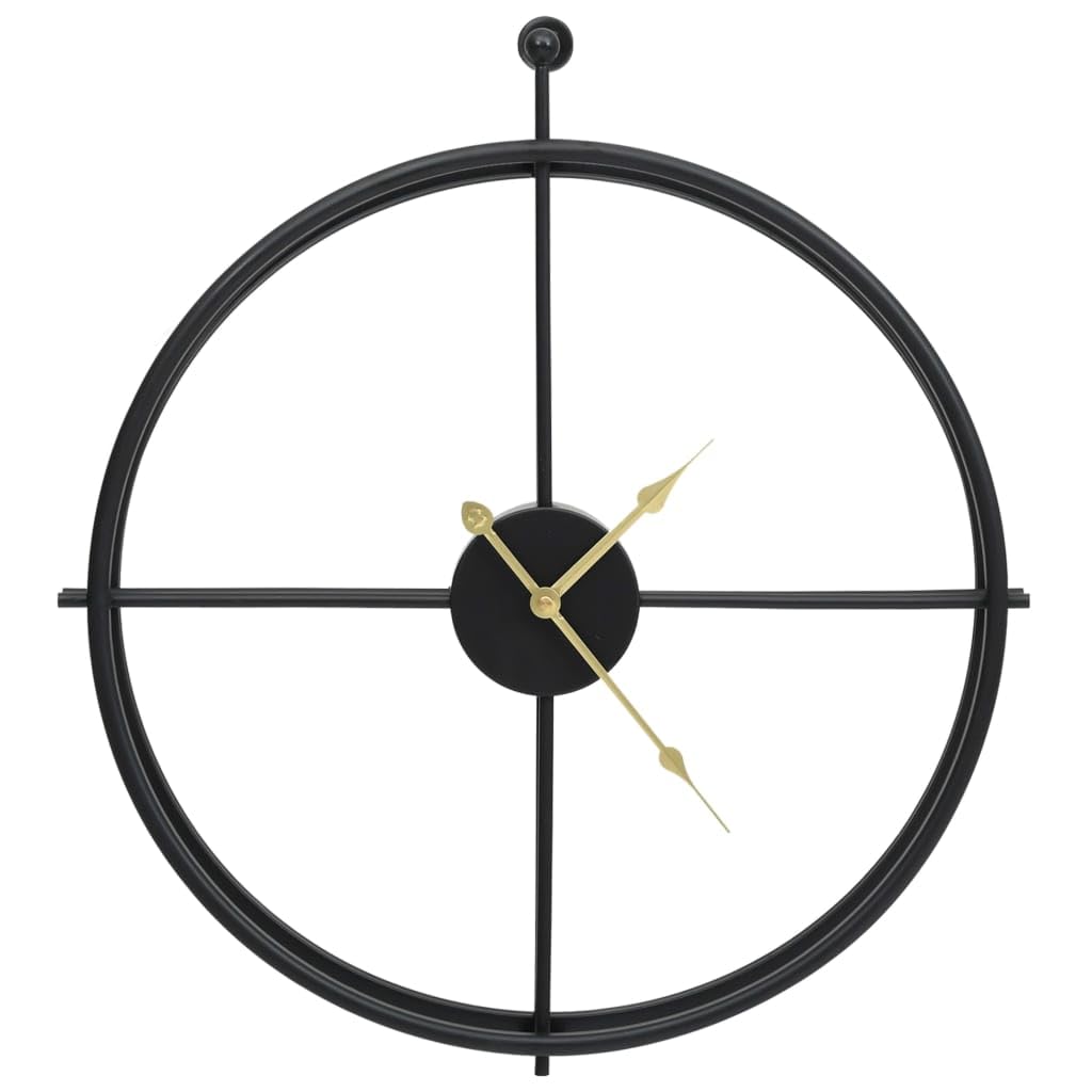 Vidaxl Black Iron Wall Clock 52 Cm - Minimalist Analog Decor For Living Room, 1 Aa Battery (Not Included) 325171