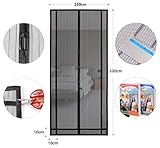 Sekey - Cortina Magnética para Protección Contra Insectos para Puerta de Balcón, de Sótano, y de Terraza, Cierre Magnético, Se Puede Cortar en Altura y Ancho (220 x 130 cm) Negro
