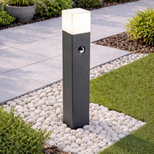 CGC Lighting Dark Grey Anthracite Modern Post Bollard Outdoor Pathway Driveway Garden Light (Medium PIR Post Light)