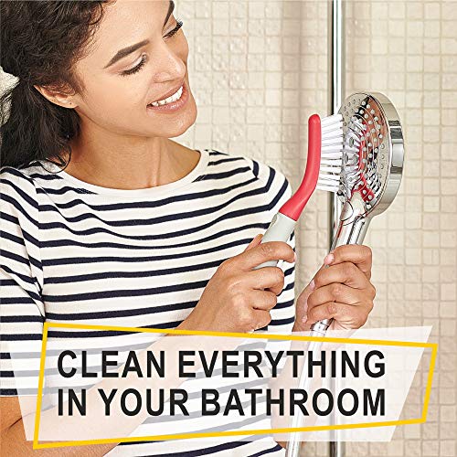 Image of Scrub Brush Set of 3pcs - Cleaning Shower Scrubber with Ergonomic Handle and Durable Bristles - Grout Cleaner Brush - Scrub Brushes for Cleaning Bathroom, Shower, Tile, Kitchen, Floor, Bathtub, Floor