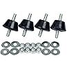 REPORSHOP – Kit Silentblock para Unidades Exteriores de Aire Acondicionado – 4 Pies Amortiguadores, 8 Arandelas y 8 Tuercas – Soporta 12 a 140 kg – Dureza 60 – Absorbe Vibraciones – Fácil Instalación