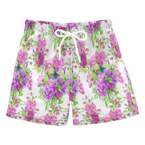 Boys Swimming Shorts, Toddler Boy Swim 2t, Flowers Purple