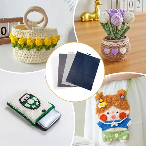 Image of 4pcs Plastic Mesh Canvas Sheets,11x8.2 inch,14 CT Clear Plastic Mesh Canvas Sheets for Embroidery & Knit Crochet Projects, DIY Handicraft, Make Dividers