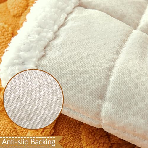 Image of HOKIPO 'Italian Caelora' Luxury Jacquard Plush Anti-Slip Sofa Armrest Covers | 1 Pair - Honey Yellow (AR-5953-YLW*2)