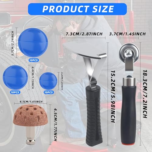 Image of 33PCS Tire Patch Roller Kit with 30PCS 3 Size Large Tire Patch for Car Grinding /Repair, Buffing Wheel, Inner Liner Scraper for Tire Patch Tools (32 /45 /55mm)