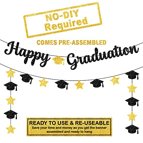 Image of KatchOn, Glitter Happy Graduation Banner - No DIY, Pre-Strung | 2026 Graduation Decorations, Grad Cap Decorations | Congrats Grad Banner for Grad Party Decor Class of 2026