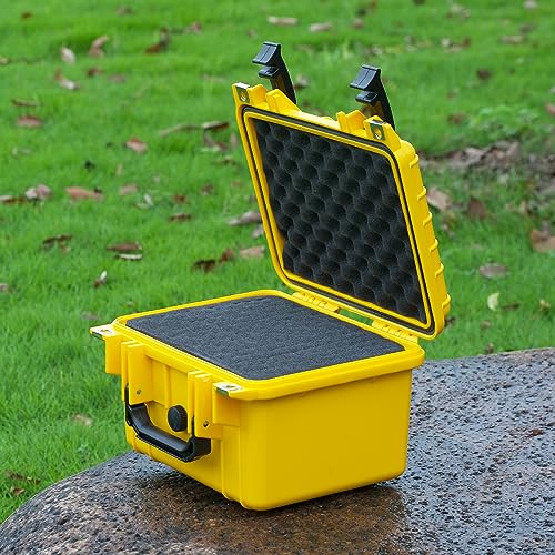 Image of MEIJIA Portable All Weather IP67 Waterproof Camera Case,hard case with Customizable Fit Foam,Fit Use of Drones,Camera,Equipments,10.62 x9.68x6.87inches (Yellow)