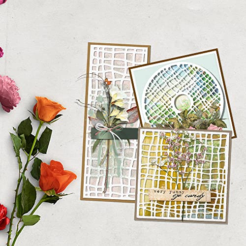 Estivaux Rectangular Frame Die Cuts For Card Making, Square Circle Background Cutting Dies Hollow Geometric Gird Dies Stencils Embossing Template For Scrapbooking Diy Cards Album Crafts Supplies #TOP2