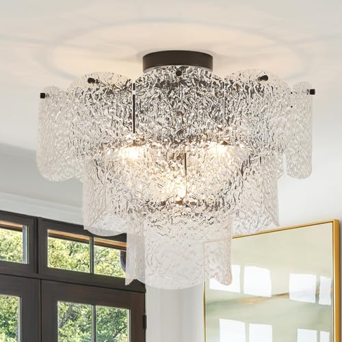 Modern Flush Mount Ceiling Light with Acrylic Shade, Black Hallwa...