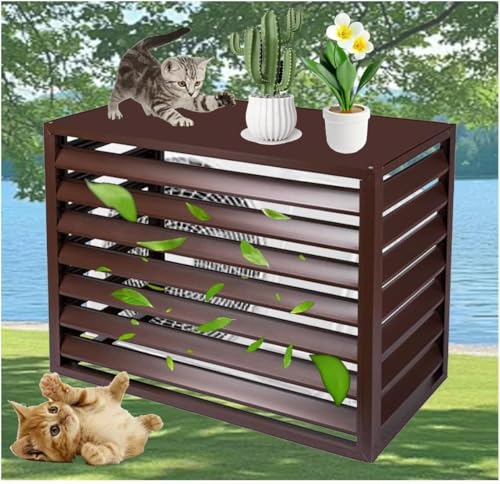 エアコン保護カバー アルミ製室外機・ヒートポンプルーバー保護グリルエアコンカバー(Brown,FOUR SIDES-100CM)