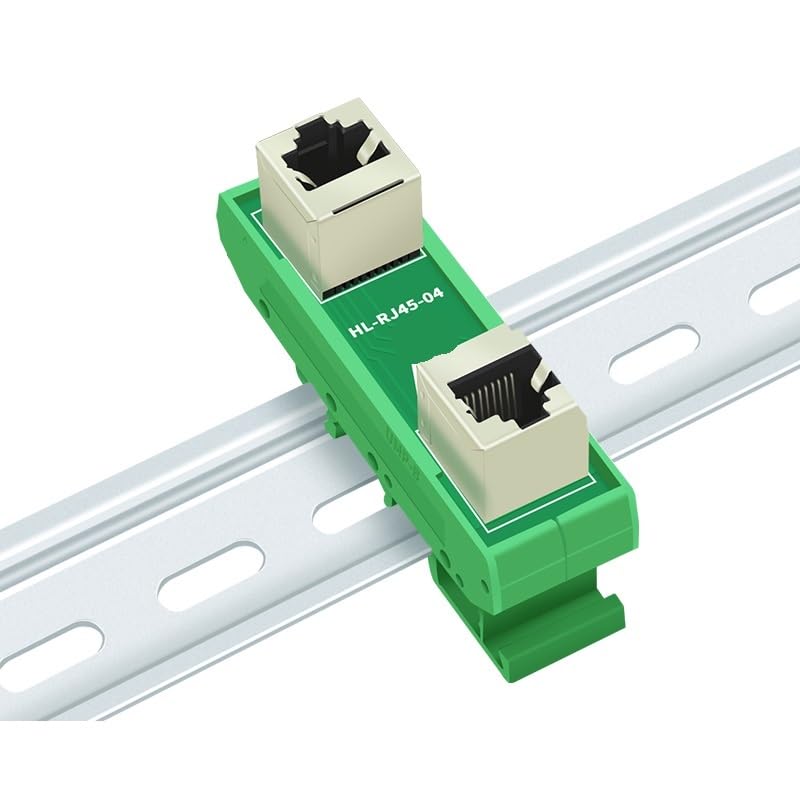 HL-RJ45-04 RJ45 48V Female 8P8C Breakout Board with DIN Rail Mounting Bracket(Vertical)