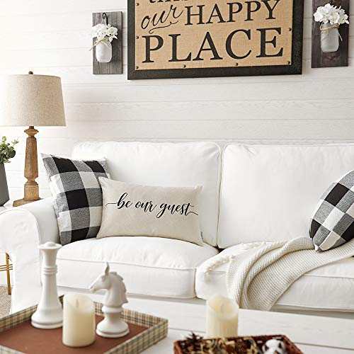 Meekio Farmhouse Pillow Covers With Be Our Guest Quote 12" X 20" Farmhouse Rustic Décor Lumbar Pillow Covers With Saying Guest Room Décor #TOP2