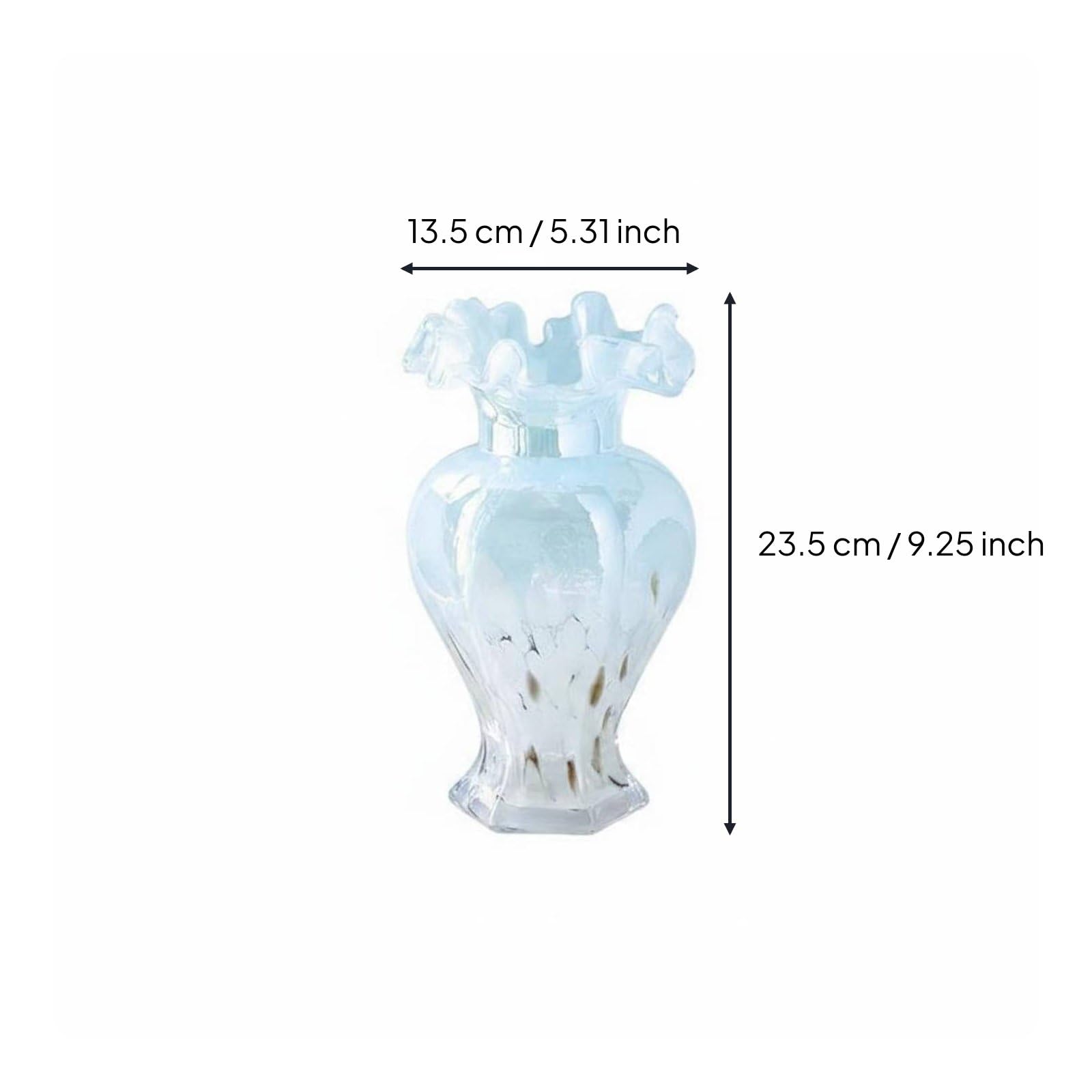 Jarrón Decorativo de Florero de Vidrio Ondulado Soplado con Acabado Pulido y Base Estilizada Diseño Único Artesanal Adecuado para Salón Comedor Oficina Regalo, Azul Empolvado