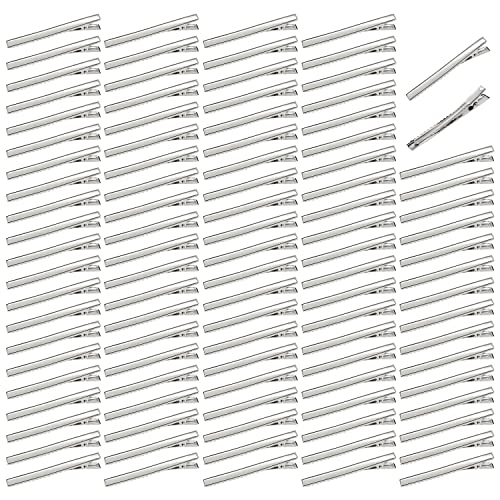 Lawie 100 Pack 75Mm Large Plain Flat Silver Duckbill Alligator Metal Hair Clips Crocodile Clips Hair Grips Pins Hairdressing Styling Sectioning Curl Clips Barrettes Craft Diy Accessories For Women cover