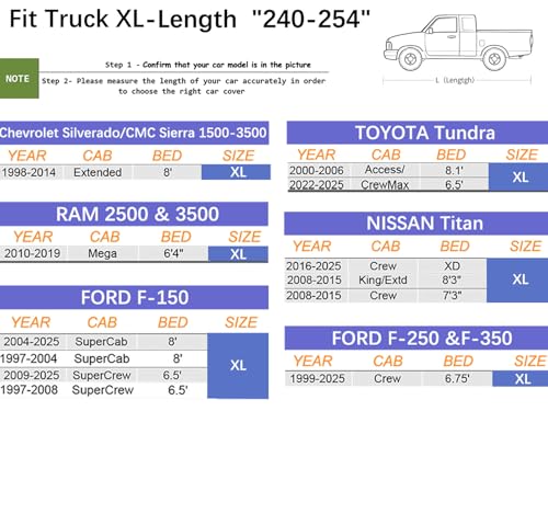 Image of Truck Cover Waterproof All Weather, Full Outdoor Pickup Rain UV Protection and Durable, Fit for Ford F150, Chevy Silverado 1500, Gmc Sierra, Toyota Tundra ect.(Fit Truck XL-Length 240 to 254 inch)