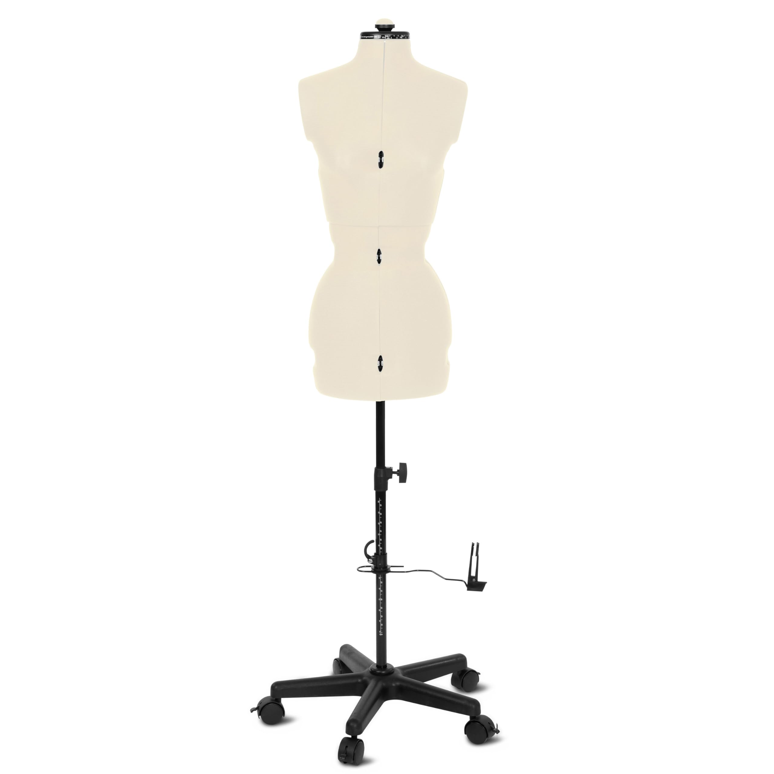 Schneiderpuppe Supa Fit Damen Gr. S (34-42) mit Rollen, weiblicher Torso, Büste, verstellbare Drehregler, individuelle Anpassung an Hals, Taille, Brust, Hüfte (beige, S)
