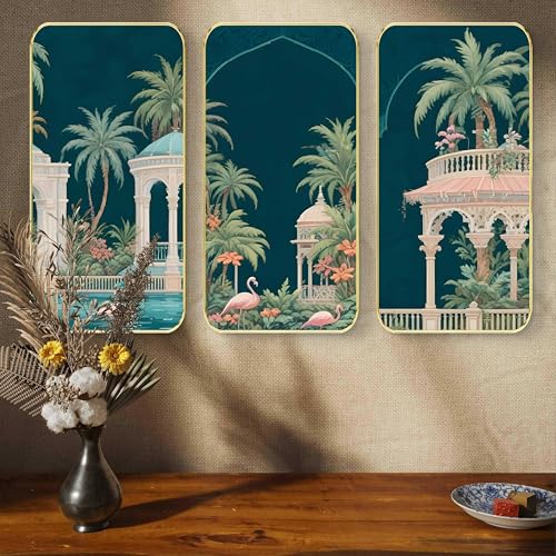 Image of Livin'luxe Set of 3 Flamingo modern art Boho painting Premium Framed Laminated Wall paintings for living room, bedroom, home decoration, wall decoration 20 inch x 30 inch SP-31