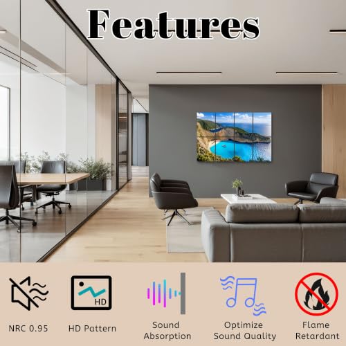 8 Paneles Acústicos Artísticos para Absorción de Sonido, Set de 8 Piezas, Multi7, 48"x32"x0.4", Fibra de Poliéster, Autoadhesivos para Estudios y Decoración de Pared miniatura 3
