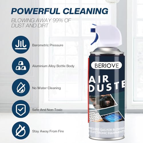 BERIOVE Keyboard Cleaner Air Spray - Air Duster Compressed Air Can for Electronic Keyboard Computer