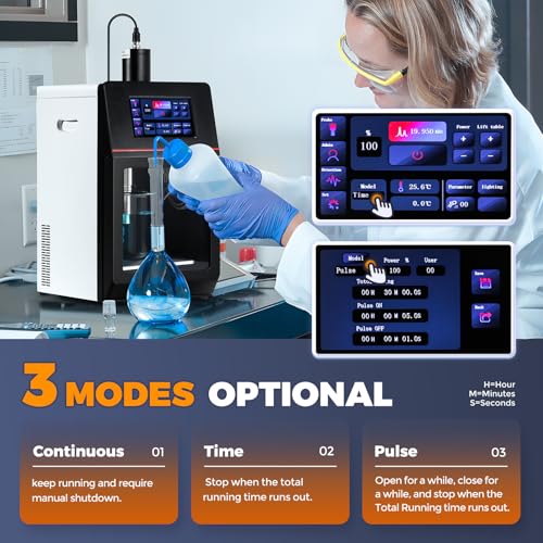 Image of Bonvoisin Touch Screen Ultrasonic Homogenizer Emulsifier Sonicator Processor Cell Disruptor Mixer with Electric Lifting Platform, 25mm Probe (2500W, 1000-3000ml)