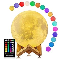 LOGROTATE Moon Lamp, 16 Colors LED Night Light with Stand/Timing