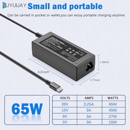 Image of Universal 65W USB C Laptop Charger Compatible with HP chromebook Lenovo Dell Acer Asus Samsung Google Computer Type C Power AC Adapter