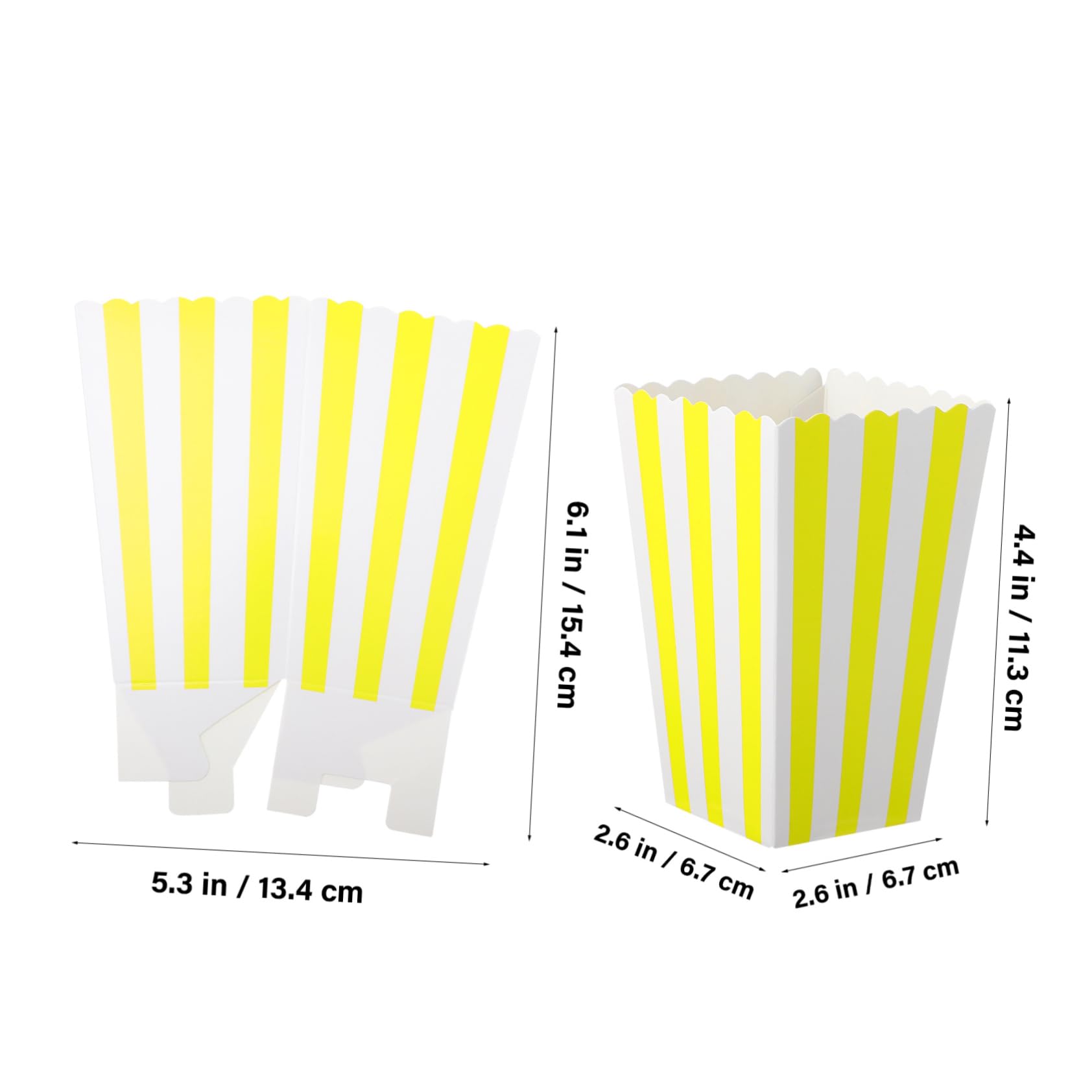ABOOFAN 60Pcs Colorful Striped Popcorn Boxes Reusable Snack Containers Parties and Carnivals Decorative Treat Boxes for Desktop