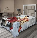 Ambesonne Pin up Girl Flat Sheet, Retro Girl with Polka Dot Patterned Midi Skirt Fixing Classic Red American Car, Soft Comfortable Top Sheet Decorative Bedding 1 Piece, Twin Size, Multicolor