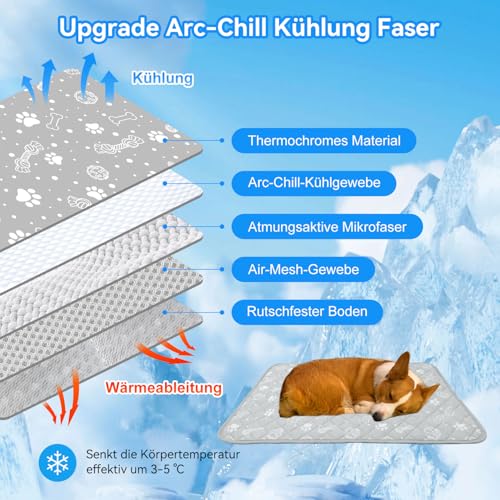 MH MYLUNE HOME Kühlmatte für Hunde Katze Thermochrome Hundekühlmatte Selbstkühlend rutschfest Wasserabsorbierend Tragbar Kühldecke für Hunde Hundedecke Kühlend Cooling Mat Dog- L 100 x 70 cm