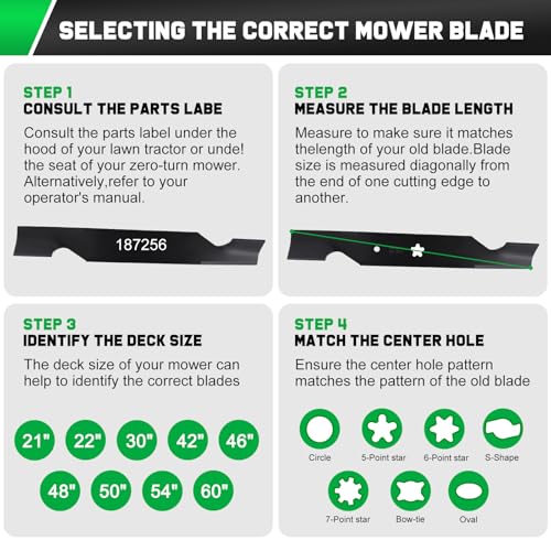 Image of Grasscool Z254F 54 inch Deck Husqvarna Mower Blades Replacement 532187256 | Fits Z254 MZ54 RZ5424 RZ5426 YTH26V54 YTH24V54 LGT2654 Zero Turn Lawn Tractor Parts,High Lift Bagger Sharp Cut Side Discharge