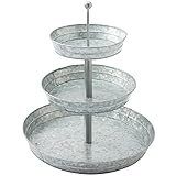 GetSet2Save BM164575 Vintage Galvanized 3 Tier Serving Tray Rustic Country Farmhouse Kitchen, one size, Silver