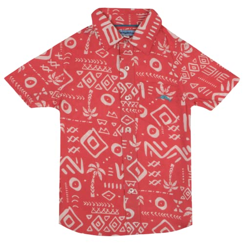 Image of Tommy Bahama Boys Classic Woven Button-Down Short-Sleeve Hawaiian Shirt with Pocket for Kids