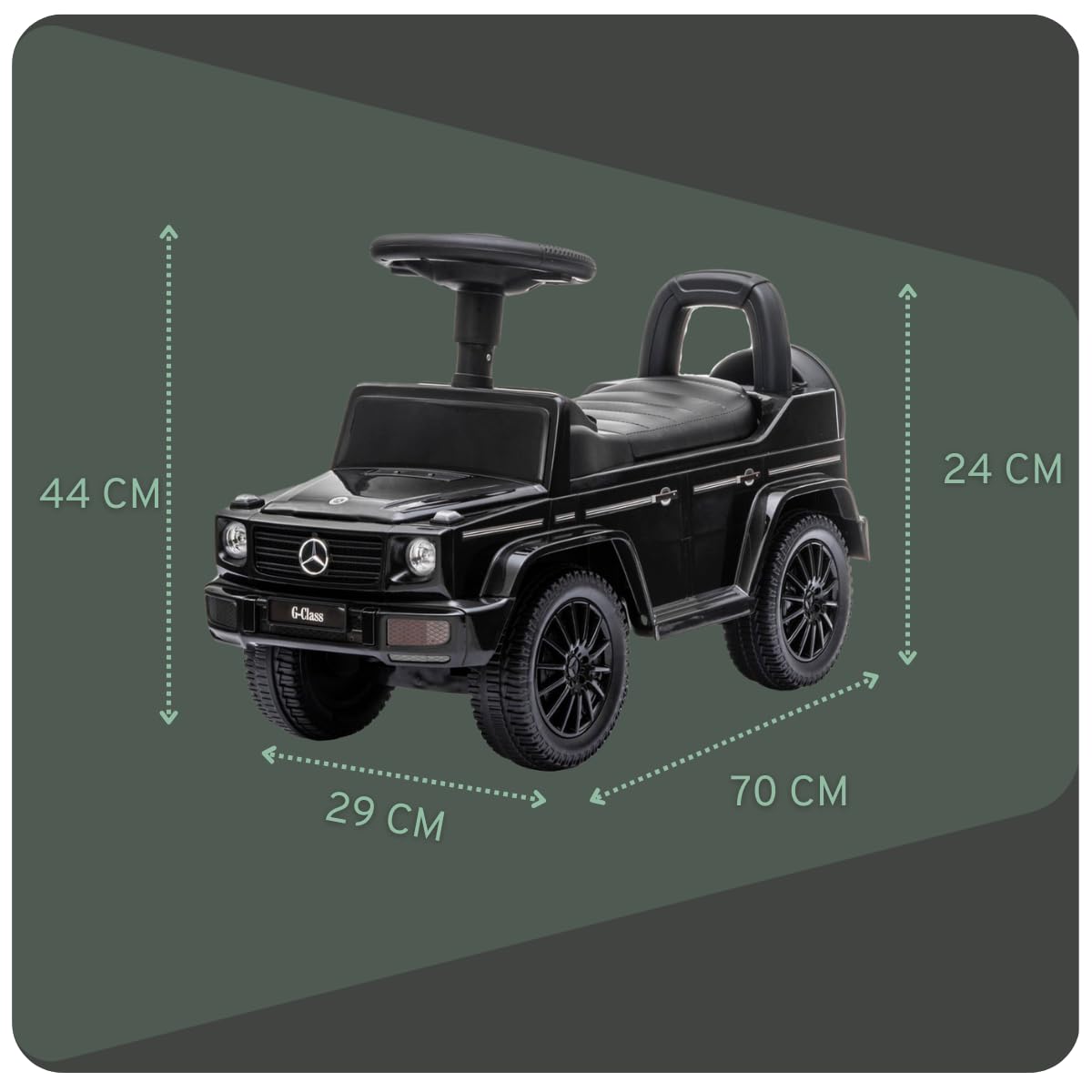 Bandits & Angels Rutschauto Laufwagen Mercedes Benz G350D Schwarz ab 1 Jahr für Jungen und Mädchen – Fördert die Motorik – Laufwagen 24 cm – Laufwagen in Schwarz