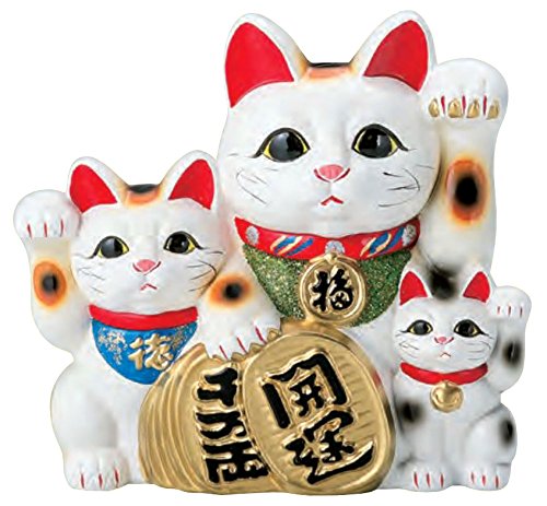 Amazon.co.jp: 国産 常滑焼 招き猫 招き猫 白三匹 10号 765-17-904