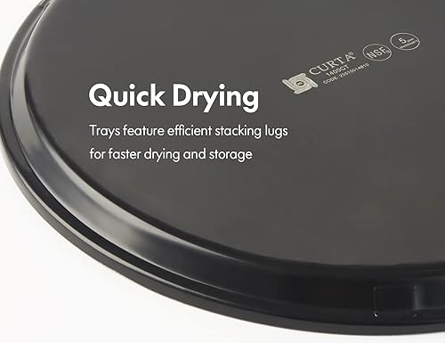 Miniatura 5 de CURTA Paquete de 2 bandejas antideslizantes de grado restaurante, NSF, 14 pulgadas, bandeja redonda forrada de goma de plástico, color negro