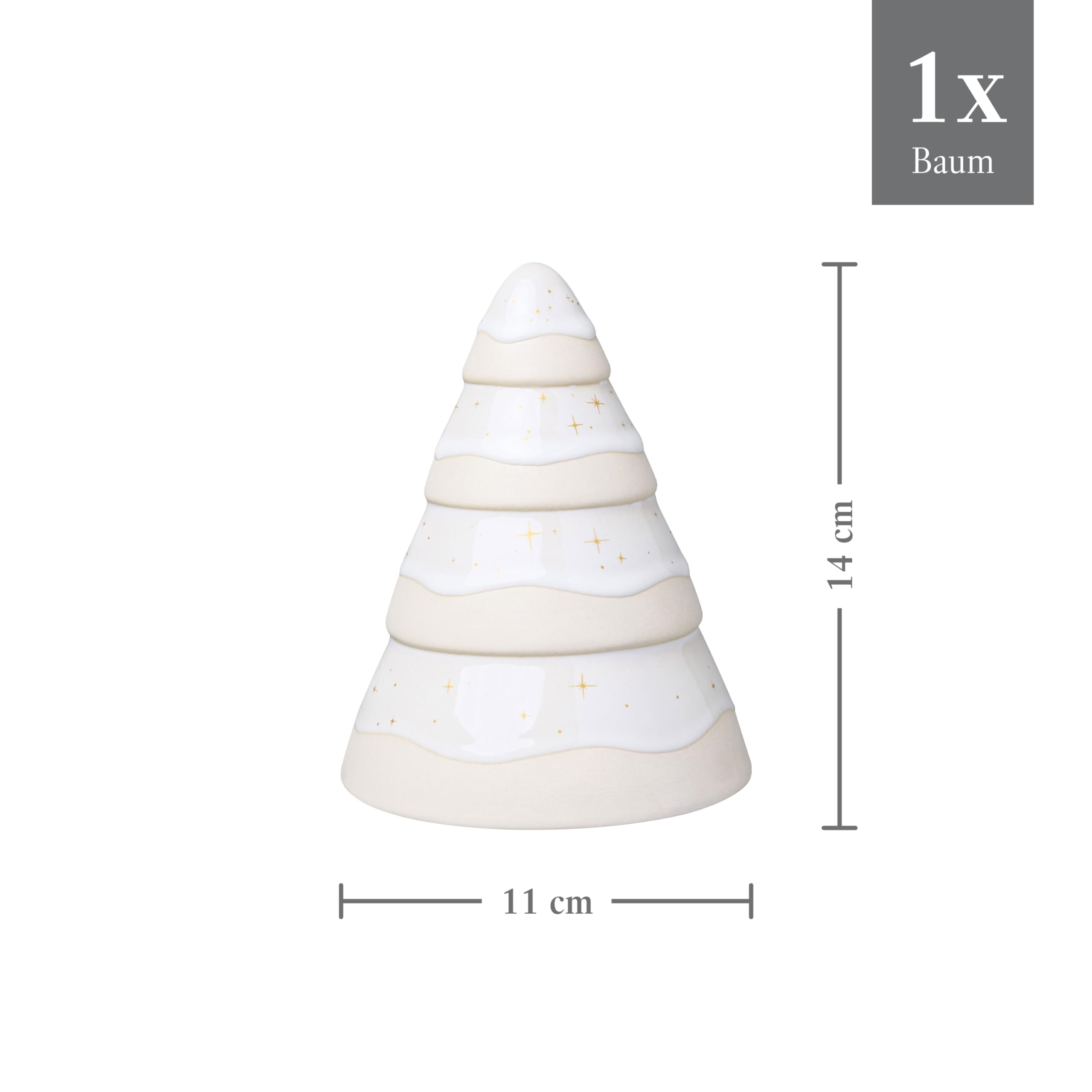 like. by Villeroy & Boch - Winter Glow tree, Christmas decoration in Premium Porcelain, White / Beige, 11x11x14cm - Image 3