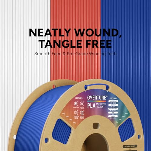 Image of OVERTURE PLA Filament 1.75mm PLA 3D Printer Filament, 1kg Cardboard Spool (2.2lbs), Dimensional Accuracy + /- 0.03mm, Fit Most FDM Printer (Blue)