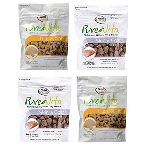Pure Vita Dog Treats Bundle, Salmon Skin & Coat and Chicken Hip & Joint (4 Pack) Cover