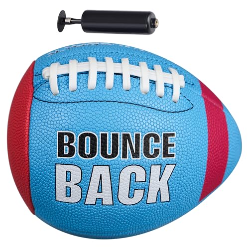 BOUNCEBACK Halfball Training Football, Red Blue, Youth Size, Training Football, Fatherless PU PassCatch Solo Enhancing Passing Catching(with Pump)